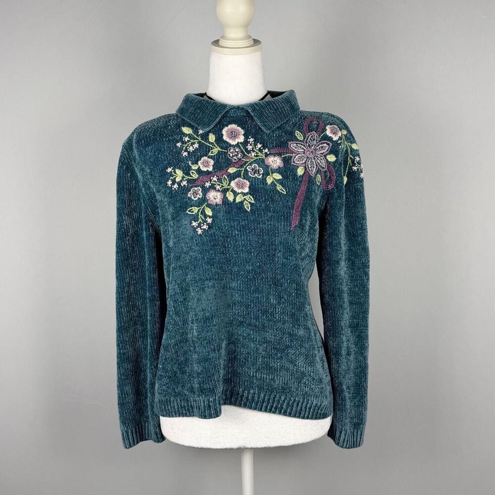 Alfred-dunner Women's Blue and Green Jumper